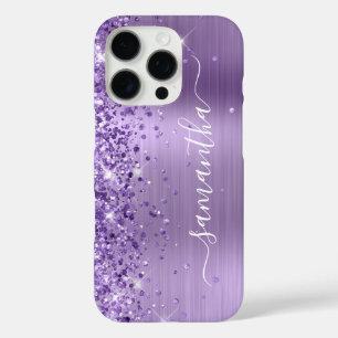 Coques iPhone 16 Pro Glitterie Lumière Violet Glam Girl Signature