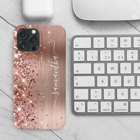 Coques Case-Mate iPhone Glitterie Rose Gold Foil Moderne Fille Signature