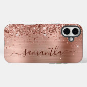 Coques Case-Mate iPhone Glitterie Rose Or Metallic Girl Signature noire (Verso (horizontal))
