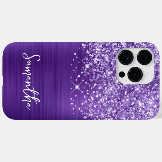 Coques Case-Mate iPhone Glittery Amethyst Purple Glam Nom (Verso (horizontal))