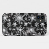 Coques Case-Mate iPhone Glittery argent fêter motif de flocon de neige (Dos (Horizontal))