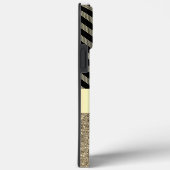 Coques Case-Mate iPhone Glittery Gold et Black Chevron Personnalisé (Verso / Droite)
