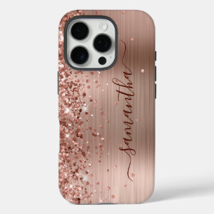 Coques iPhone 16 Pro Glittery Gold Metallic Girl Signature