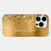 Coques Case-Mate iPhone Glittery Gold Metallic Girl Signature (Verso (horizontal))