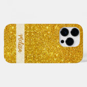 Coques Case-Mate iPhone Glittery Gold Parties scintillant Nom personnalisé (Verso (horizontal))