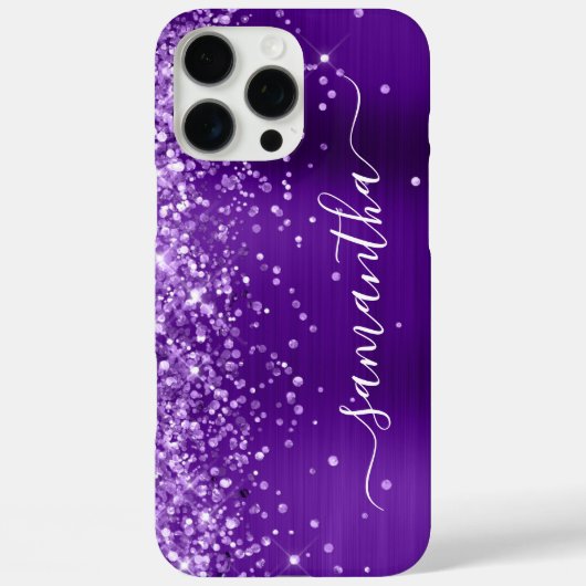 Coques Case-Mate iPhone Glittery Indigo Purple Glam Girl Signature (Verso)