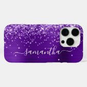 Coques Case-Mate iPhone Glittery Indigo Purple Glam Girl Signature (Verso (horizontal))