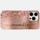 Coques Case-Mate iPhone Glittery Rose Gold Metallic Girly Signature (Verso (horizontal))