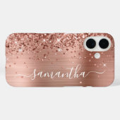 Coques Case-Mate iPhone Glittery Rose Gold Metallic Girly Signature (Verso (horizontal))