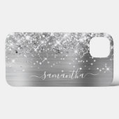 Coques Case-Mate iPhone Glittery Silver Foil Modern Girl Signature (Verso (horizontal))
