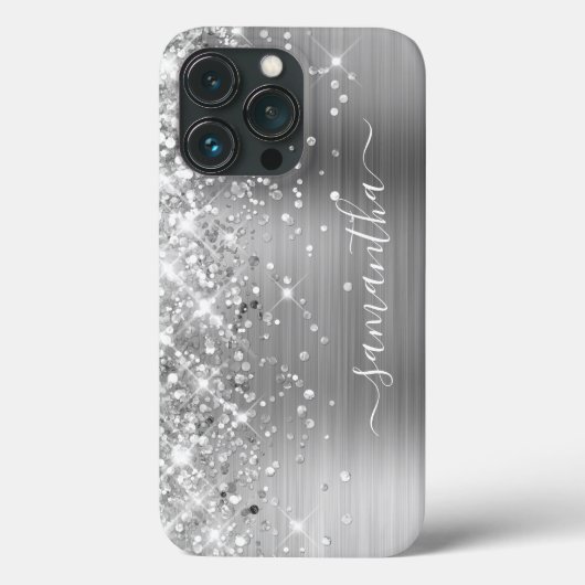 Coques Case-Mate iPhone Glittery Silver Foil Modern Girl Signature (Verso)