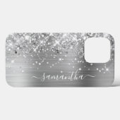 Coques Case-Mate iPhone Glittery Silver Foil Modern Girl Signature (Verso (horizontal))