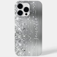 Glittery Silver Glam Modern Girl Signature