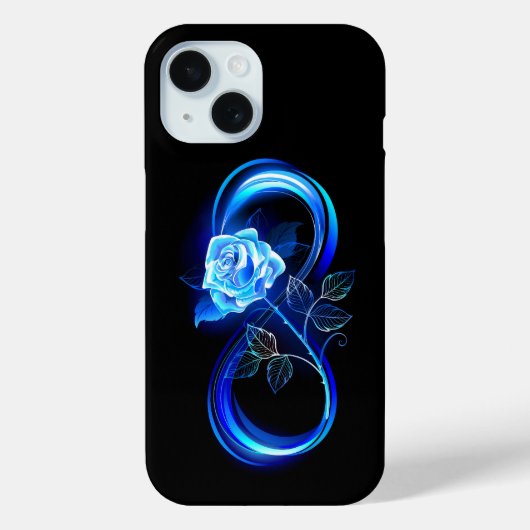 Coques Case-Mate iPhone Glowing infinity with blue rose (Verso)