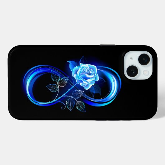Coques Case-Mate iPhone Glowing infinity with blue rose (Verso (horizontal))