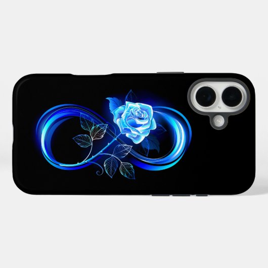 Coques Case-Mate iPhone Glowing infinity with blue rose (Verso (horizontal))