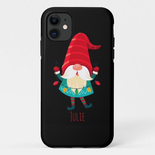 Coques Case-Mate iPhone Gnome de Noël avec lumières de Noël (Dos)