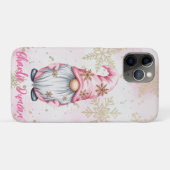 Coques Case-Mate iPhone Gnome de Noël rose Flocons d'or (Dos (Horizontal))