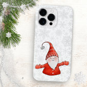 Coques Case-Mate iPhone Gnome mignonne dans les flocons rouges de Noël