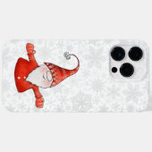 Coques Case-Mate iPhone Gnome mignonne dans les flocons rouges de Noël (Verso (horizontal))