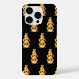 Coques iPhone 16 Pro Gnome Tournesol Sourires Cachés Sous le Doré