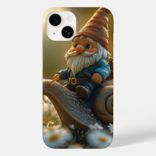 Coque Pour iPhone 14 Gnome Whimsical sur Snail Ride Magical Garden Scèn