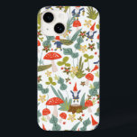 Coque Pour iPhone 14 Gnomes des bois<br><div class="desc">Motif à thème Whimsical vert et rouge boisé conçu par Shelby Allison avec de minuscules personnages de gnome,  champignons,  fleurs et feuillage.</div>