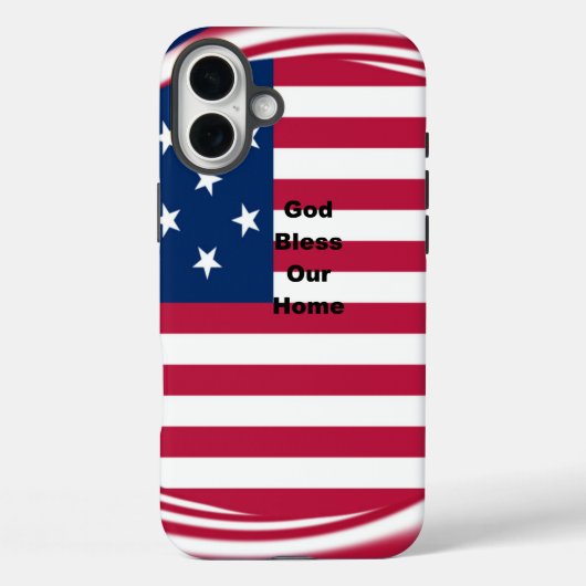 Coques Case-Mate iPhone God Bless Our Home : USA Flag Swirl Art (Verso)
