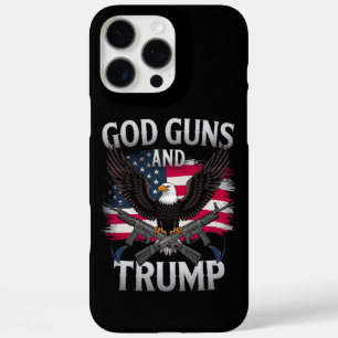 Coques iPhone 16 Pro Max God Guns Et Trump Eagle Drapeau Américain Vintage