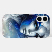 Coques Case-Mate iPhone Goddess Celestial White Blue Head Février - (Verso (horizontal))