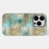 Coques Case-Mate iPhone Gold Aqua White Feuilles tropicaux (Verso (horizontal))