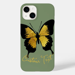 COQUE POUR iPhone 14 GOLD BLACK BETTERFLY PERSONNALISÉ SCRIPT TEXTE SAG