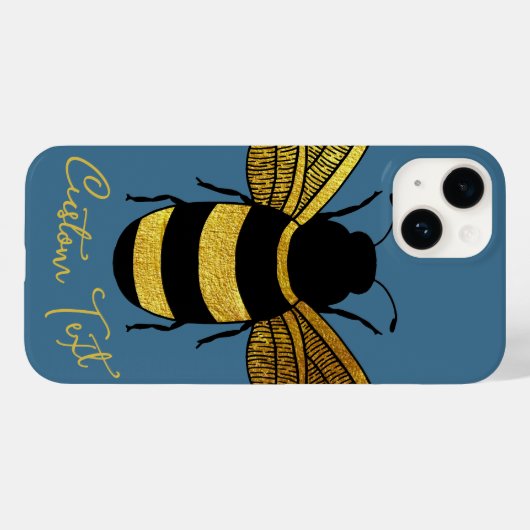 COQUES Case-Mate iPhone GOLD BLACK BUMBLEBEE SCRIPT TEXTE BEE DENIM BLUE (Verso (horizontal))