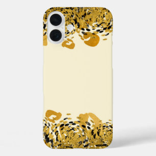 Coques iPhone 16 Plus Gold & Black Exotic Jungle Cheetah Glamor Crème