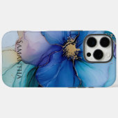 Coques Case-Mate iPhone Gold Blue Aqua Purple Flower (Verso (horizontal))