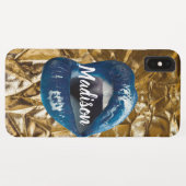 Coques Case-Mate iPhone Gold Blue Lips maquillage Beauté personnalisée (Dos (Horizontal))
