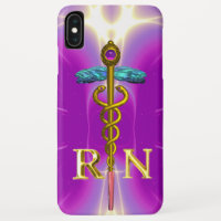 GOLD CADUCEUS INSCRIT INFIRMIER SYMBOLE Pink Fuchs