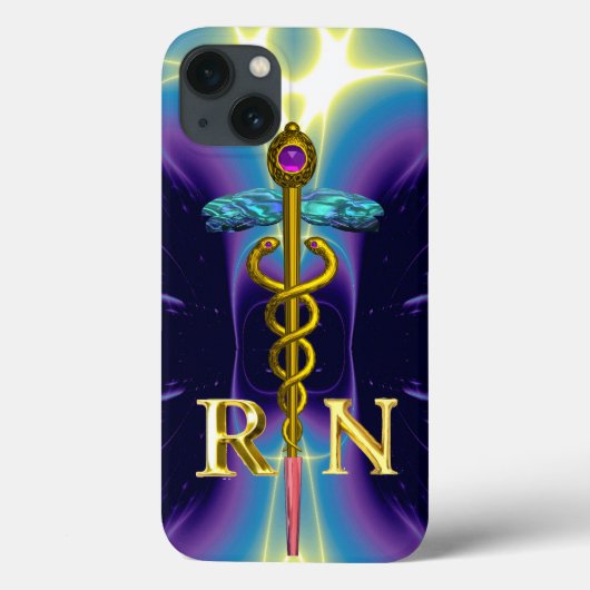 Coques Case-Mate iPhone GOLD CADUCEUS SYMBOLE INFIRMIER INSCRIT Purple Blu (Verso)