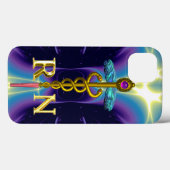 Coques Case-Mate iPhone GOLD CADUCEUS SYMBOLE INFIRMIER INSCRIT Purple Blu (Verso (horizontal))