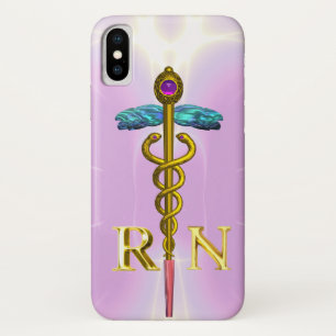 COQUE iPhone X GOLD CADUCEUS SYMBOLE INFIRMIÈRE INFIRMIÈRE CLAIR