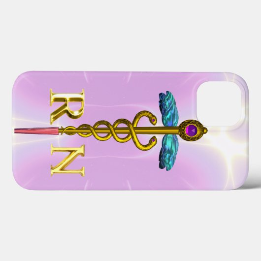 COQUES Case-Mate iPhone GOLD CADUCEUS SYMBOLE INFIRMIÈRE INFIRMIÈRE CLAIR (Verso (horizontal))