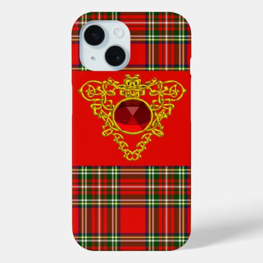 COQUES Case-Mate iPhone GOLD CELTIC COEUR, RUBY, ROUGE VERT ÉCOSSE TARTAN (Verso)