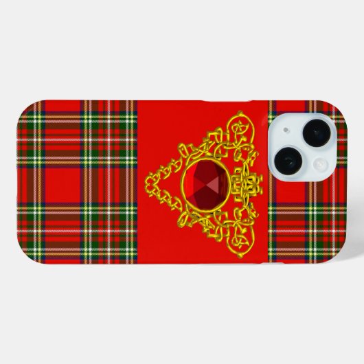 COQUES Case-Mate iPhone GOLD CELTIC COEUR, RUBY, ROUGE VERT ÉCOSSE TARTAN (Verso (horizontal))