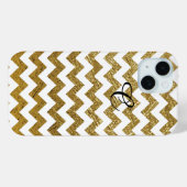 Coques Case-Mate iPhone Gold Chevron Stripes Monogramme (Verso (horizontal))