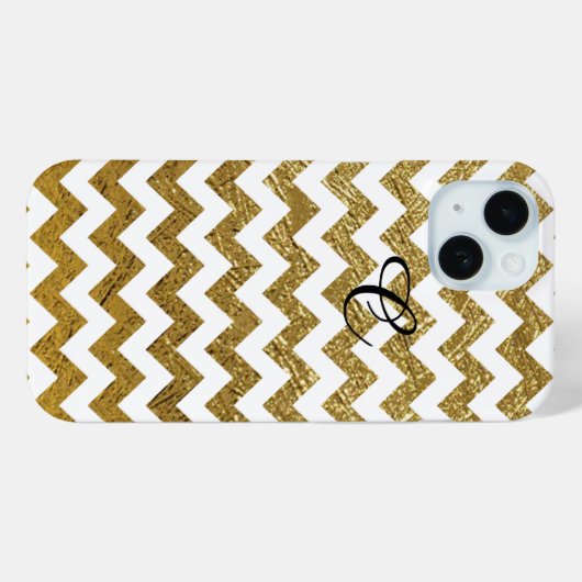 Coques Case-Mate iPhone Gold Chevron Stripes Monogramme (Verso (horizontal))