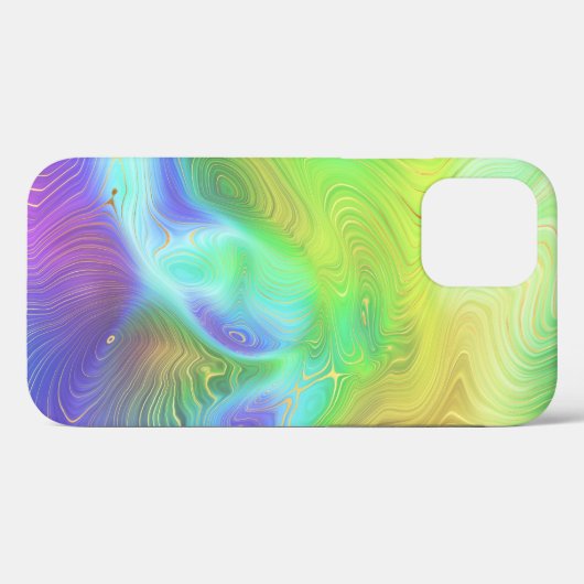 Coques Case-Mate iPhone Gold et Rainbow Abstrait (Verso (horizontal))