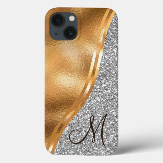 Coques Case-Mate iPhone Gold Faux Foil, Nom et Monogramme Coque-Mate iPhon (Verso)