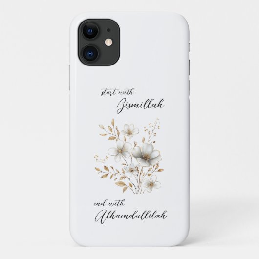 Coques Case-Mate iPhone Gold Floral Bismillah Alhamdulliah (Dos)