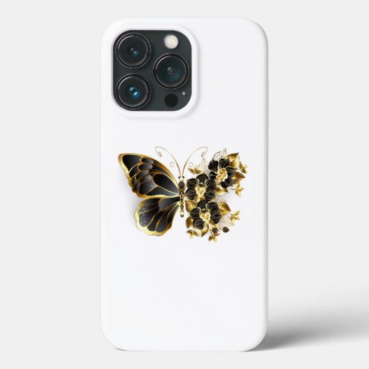 Coques Case-Mate iPhone Gold flower Butterfly with Black Orchid (Verso)