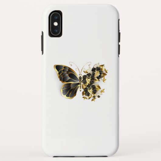 Coques Case-Mate iPhone Gold flower Butterfly with Black Orchid (Dos)